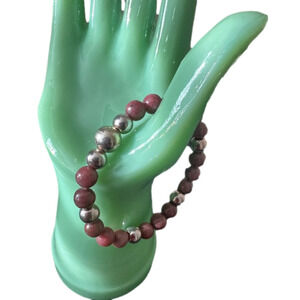 Milor Italy Sterling 925 Bead Ball Magnetic Clasp 7.5” Purple and Silver Beads